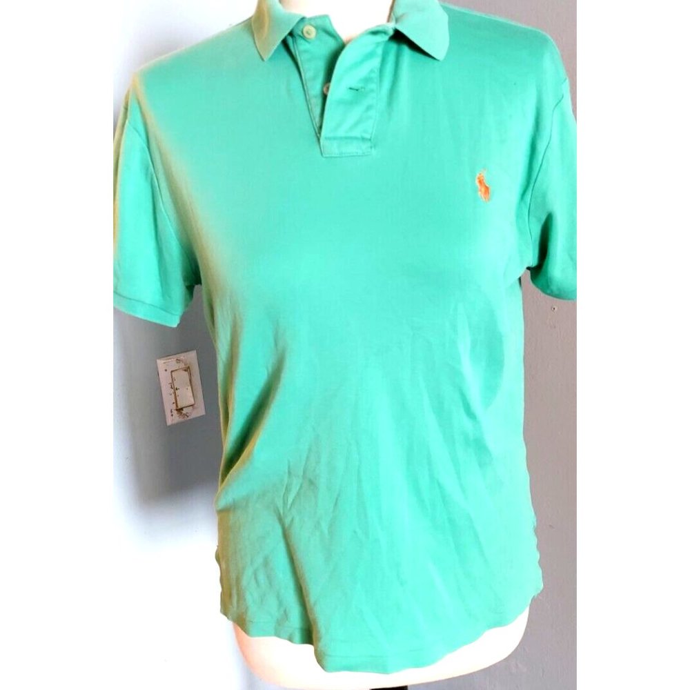 Ralph Lauren Polo Shirt Mens Small Custom Fit Green TurquoiseShort Sleeve Preppy